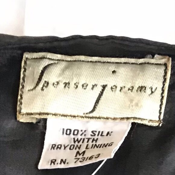 Vintage 90s Spencer‎ Jeremy Black Beaded Sequin Silk Vest - Size M - Picture 6 of 8